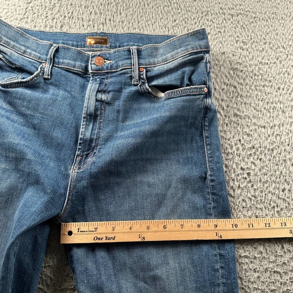 MOTHER Jeans Womens 32 Insider Crop Step Crew Distressed Raw Hem High Rise Blue - Picture 7 of 15